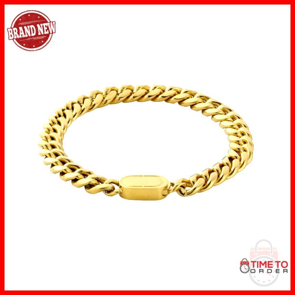 Men's 8MM Cuban Link Bracelet, Waterproof Stainless Steel Gold Plated